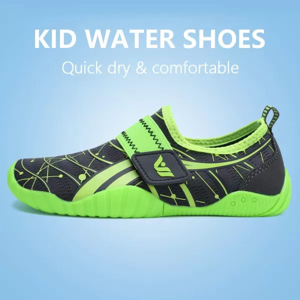 CIOR Kids Toddler Water Shoes Lightweight Boys and Girls Aqua Beach Sneakers ToddlerLittle KidBig Kid02greygrn