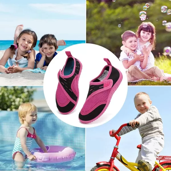 CIOR Toddler Kid Water Shoes Aqua Shoe Swimming Pool Beach Sports Athletic Shoes for Girls and BoysVelcroblackRose