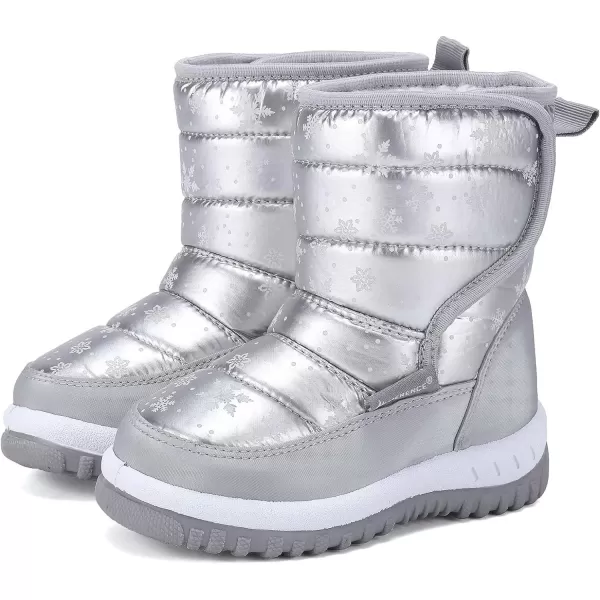 CIOR Winter Snow Boots for Boy and Girl Outdoor Waterproof with Fur LinedToddlerLittle Kids019snowsilver