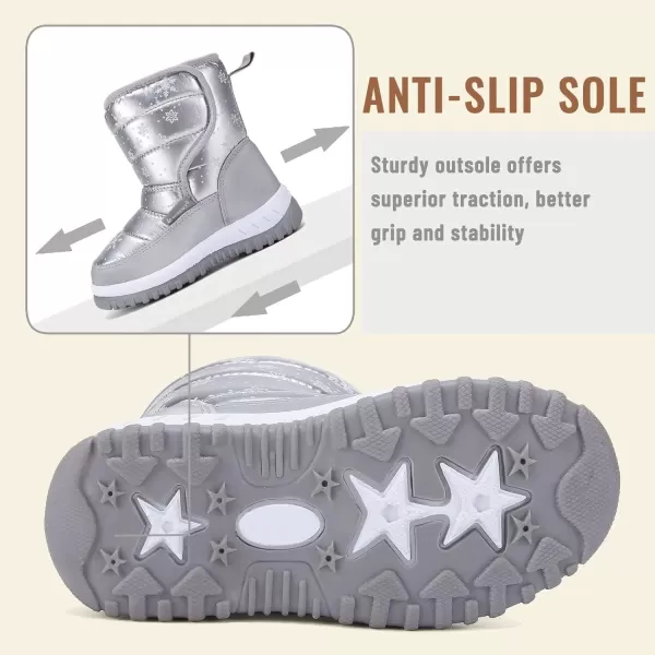 CIOR Winter Snow Boots for Boy and Girl Outdoor Waterproof with Fur LinedToddlerLittle Kids019snowsilver