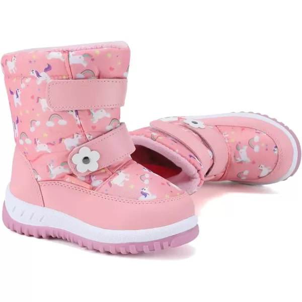 CIOR Winter Snow Boots for Boy and Girl Outdoor Waterproof with Fur LinedToddlerLittle Kids12lpink