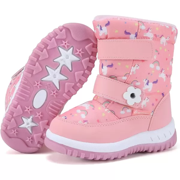 CIOR Winter Snow Boots for Boy and Girl Outdoor Waterproof with Fur LinedToddlerLittle Kids12lpink