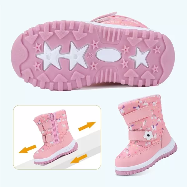 CIOR Winter Snow Boots for Boy and Girl Outdoor Waterproof with Fur LinedToddlerLittle Kids12lpink