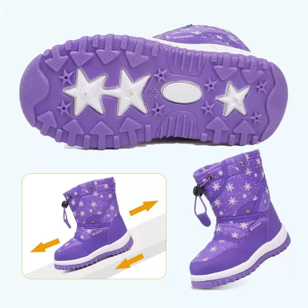 CIOR Winter Snow Boots for Boy and Girl Outdoor Waterproof with Fur LinedToddlerLittle Kids14purple