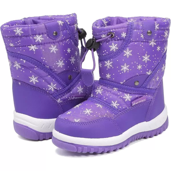 CIOR Winter Snow Boots for Boy and Girl Outdoor Waterproof with Fur LinedToddlerLittle Kids14purple