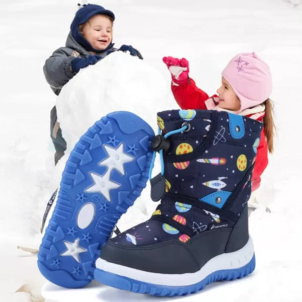 CIOR Winter Snow Boots for Boy and Girl Outdoor Waterproof with Fur LinedToddlerLittle Kids14space Blue