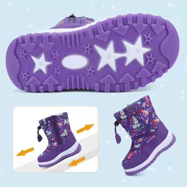 CIOR Winter Snow Boots for Boy and Girl Outdoor Waterproof with Fur LinedToddlerLittle Kids21mermaid Purple