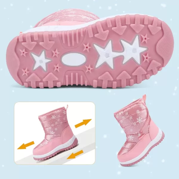 CIOR Winter Snow Boots for Boy and Girl Outdoor Waterproof with Fur LinedToddlerLittle Kids21snow Pink