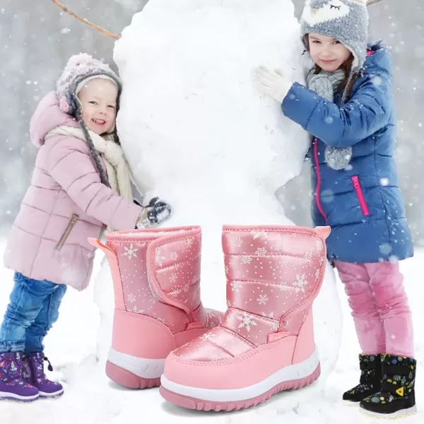 CIOR Winter Snow Boots for Boy and Girl Outdoor Waterproof with Fur LinedToddlerLittle Kids21snow Pink