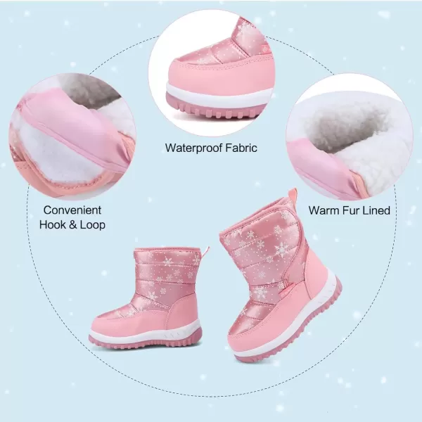 CIOR Winter Snow Boots for Boy and Girl Outdoor Waterproof with Fur LinedToddlerLittle Kids21snow Pink