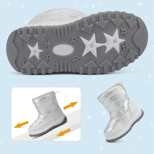 CIOR Winter Snow Boots for Boy and Girl Outdoor Waterproof with Fur LinedToddlerLittle Kids21snow White