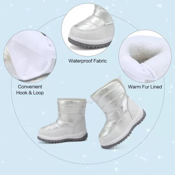 CIOR Winter Snow Boots for Boy and Girl Outdoor Waterproof with Fur LinedToddlerLittle Kids21snow White