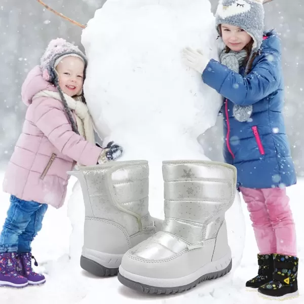 CIOR Winter Snow Boots for Boy and Girl Outdoor Waterproof with Fur LinedToddlerLittle Kids21snow White