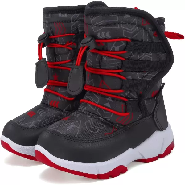 CIOR Winter Snow Boots for Boy and Girl Outdoor Waterproof with Fur LinedToddlerLittle Kids580blackred