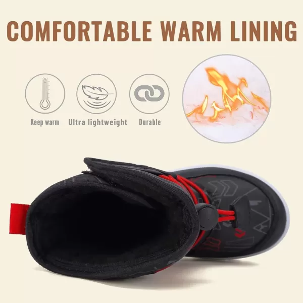 CIOR Winter Snow Boots for Boy and Girl Outdoor Waterproof with Fur LinedToddlerLittle Kids580blackred