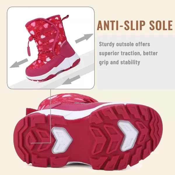 CIOR Winter Snow Boots for Boy and Girl Outdoor Waterproof with Fur LinedToddlerLittle Kids580rosered