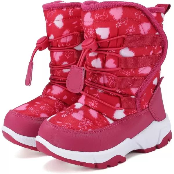 CIOR Winter Snow Boots for Boy and Girl Outdoor Waterproof with Fur LinedToddlerLittle Kids580rosered