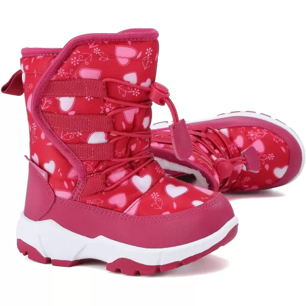 CIOR Winter Snow Boots for Boy and Girl Outdoor Waterproof with Fur LinedToddlerLittle Kids580rosered