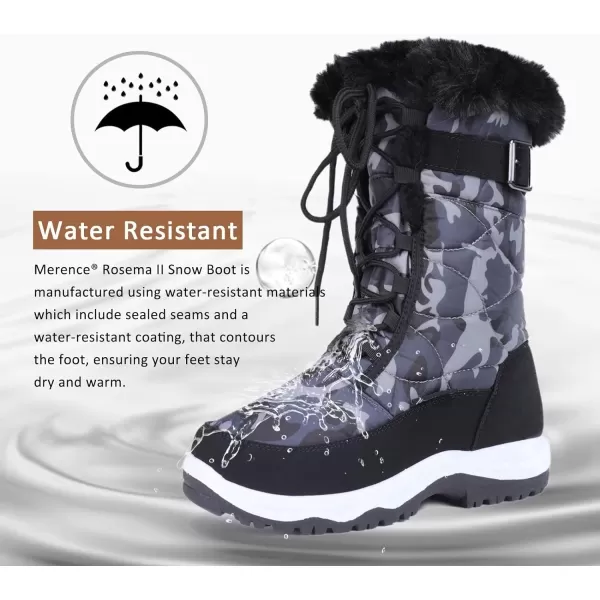 CIOR Womens Snow Boots Winter II WaterResistant Fur Lined Frosty Warm AntiSlip BootBlack Camofur Collar