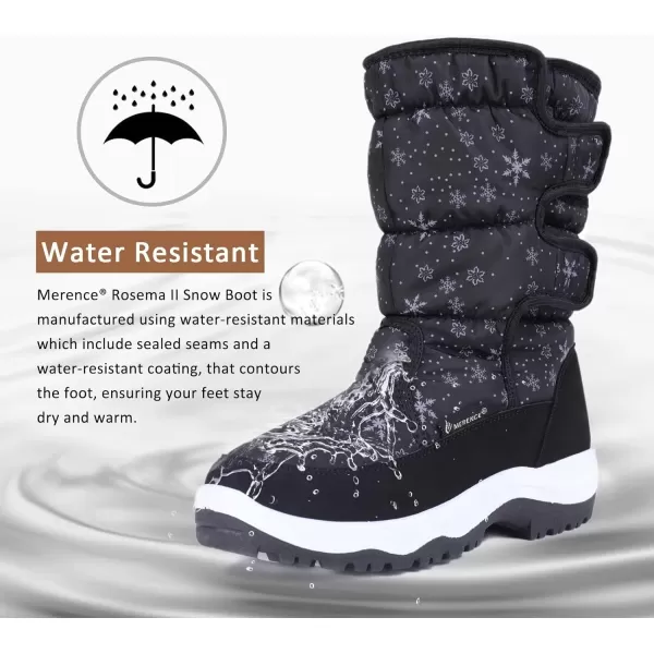 CIOR Womens Snow Boots Winter II WaterResistant Fur Lined Frosty Warm AntiSlip BootBlack Snowbuckle