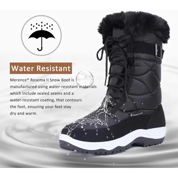 CIOR Womens Snow Boots Winter II WaterResistant Fur Lined Frosty Warm AntiSlip BootBlackfur Collar