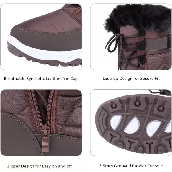 CIOR Womens Snow Boots Winter II WaterResistant Fur Lined Frosty Warm AntiSlip BootDbrownfur Collar