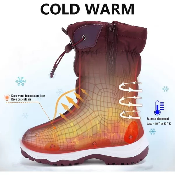 CIOR Womens Snow Boots Winter II WaterResistant Fur Lined Frosty Warm AntiSlip BootDrawstring Wine