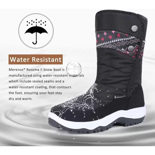 CIOR Womens Snow Boots Winter II WaterResistant Fur Lined Frosty Warm AntiSlip BootEmbroidery Black