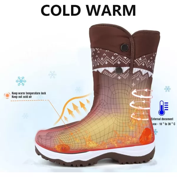 CIOR Womens Snow Boots Winter II WaterResistant Fur Lined Frosty Warm AntiSlip BootEmbroidery Brown