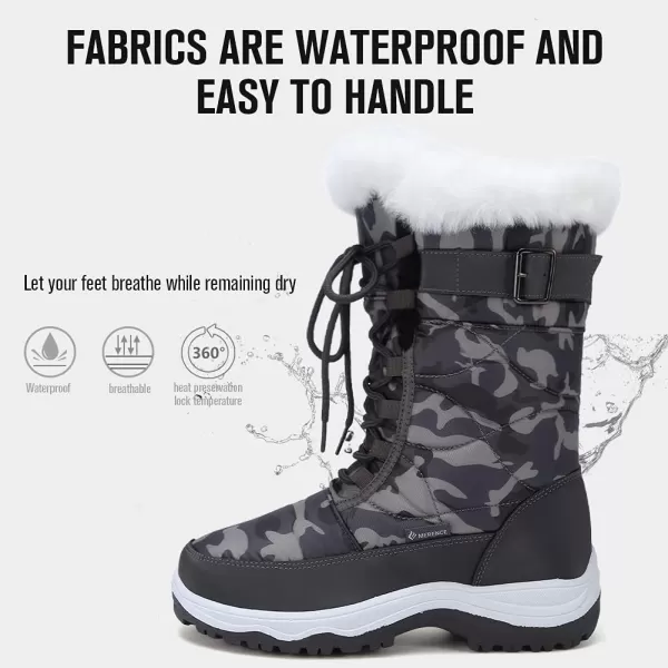 CIOR Womens Snow Boots Winter II WaterResistant Fur Lined Frosty Warm AntiSlip BootGray Camofur Collar