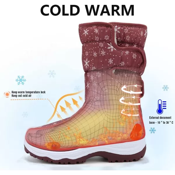 CIOR Womens Snow Boots Winter II WaterResistant Fur Lined Frosty Warm AntiSlip BootRosebuckle