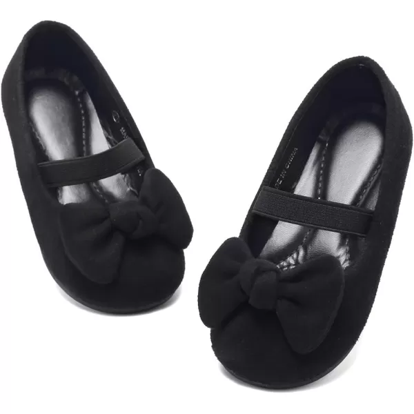 CIOR Toddler Girls Ballet Flats Shoes Ballerina Bowknot Jane Mary Princess Dress Shoes for Wedding Party School02black