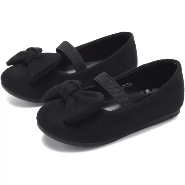 CIOR Toddler Girls Ballet Flats Shoes Ballerina Bowknot Jane Mary Princess Dress Shoes for Wedding Party School02black