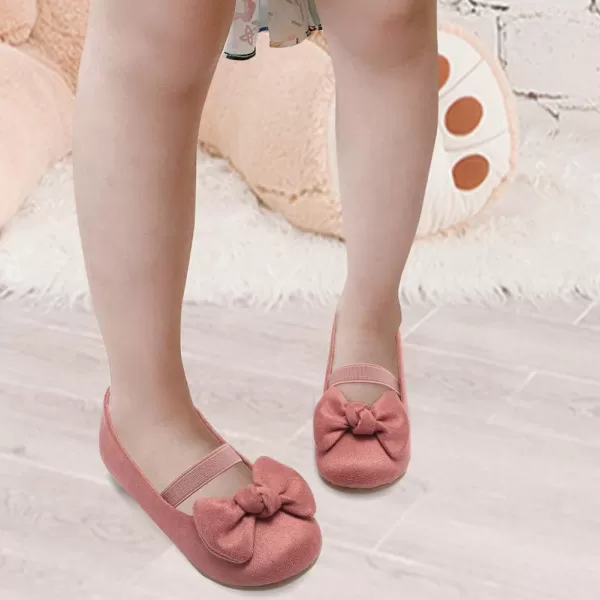 CIOR Toddler Girls Ballet Flats Shoes Ballerina Bowknot Jane Mary Princess Dress Shoes for Wedding Party SchoolDusty Pink