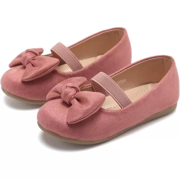 CIOR Toddler Girls Ballet Flats Shoes Ballerina Bowknot Jane Mary Princess Dress Shoes for Wedding Party SchoolDusty Pink