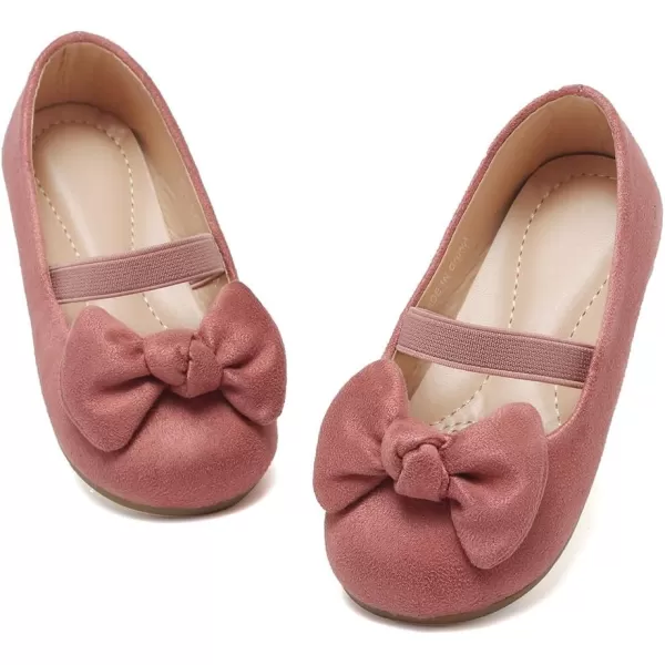 CIOR Toddler Girls Ballet Flats Shoes Ballerina Bowknot Jane Mary Princess Dress Shoes for Wedding Party SchoolDusty Pink