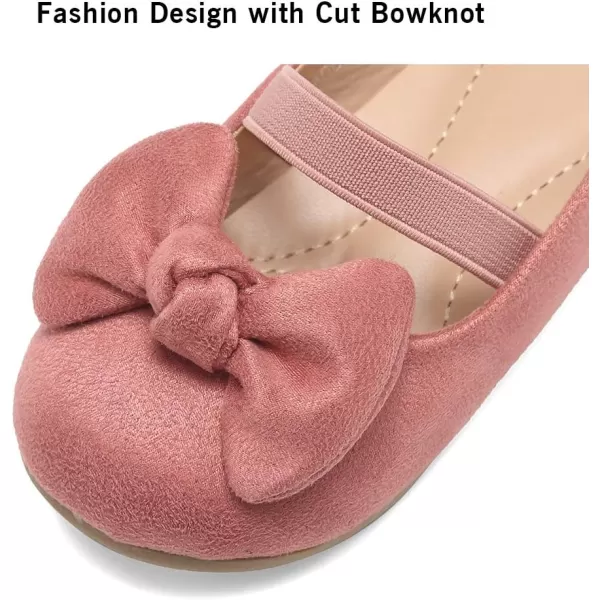 CIOR Toddler Girls Ballet Flats Shoes Ballerina Bowknot Jane Mary Princess Dress Shoes for Wedding Party SchoolDusty Pink