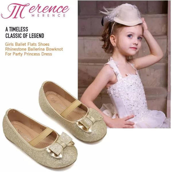 CIOR Toddler Girls Ballet Flats Shoes Ballerina Bowknot Jane Mary Princess Dress Shoes for Wedding Party SchoolLight Gold Glitter