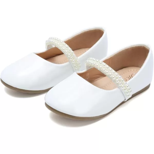 CIOR Toddler Girls Ballet Flats Shoes Ballerina Bowknot Jane Mary Princess Dress Shoes for Wedding Party SchoolPuwhite