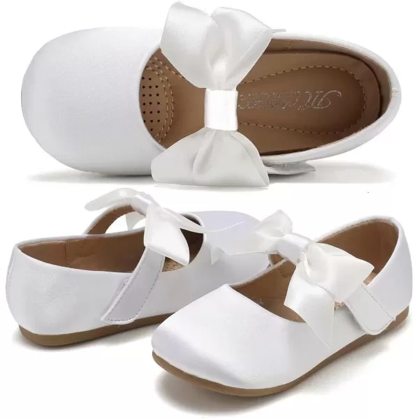 CIOR Toddler Girls Ballet Flats Shoes Ballerina Bowknot Jane Mary Princess Dress Shoes for Wedding Party SchoolSwhite