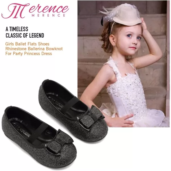 CIOR Toddler Girls Ballet Flats Shoes Ballerina Bowknot Jane Mary Princess Dress Shoes for Wedding Party SchoolTblack Glitter