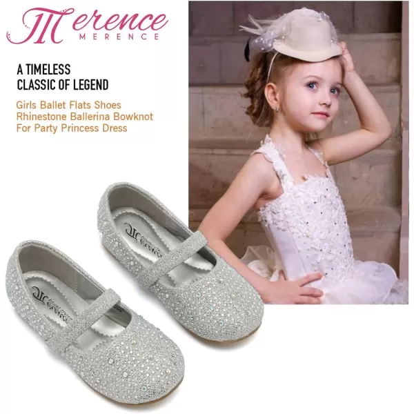 CIOR Toddler Girls Ballet Flats Shoes Ballerina Bowknot Jane Mary Princess Dress Shoes for Wedding Party SchoolTshinesilverglitter