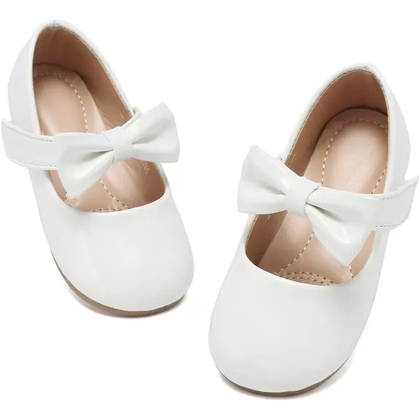 CIOR Toddler Girls Ballet Flats Shoes Ballerina Bowknot Jane Mary Princess Dress Shoes for Wedding Party SchoolWhite