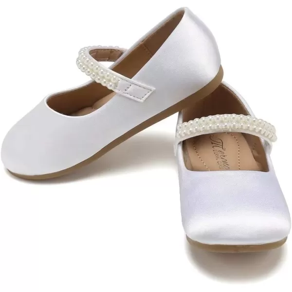 CIOR Toddler Girls Ballet Flats Shoes Ballerina Bowknot Jane Mary Princess Dress Shoes for Wedding Party SchoolZwhite