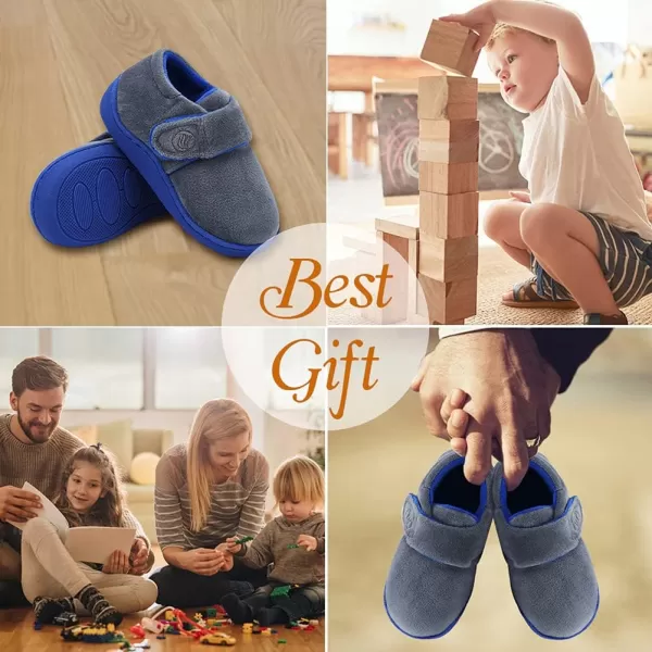 CIOR Toddler Slippers Boys Girls Socks Lightweight Comfort Slip on Kids Indoor Warm Home Shoes222greyblue