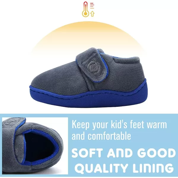 CIOR Toddler Slippers Boys Girls Socks Lightweight Comfort Slip on Kids Indoor Warm Home Shoes222greyblue