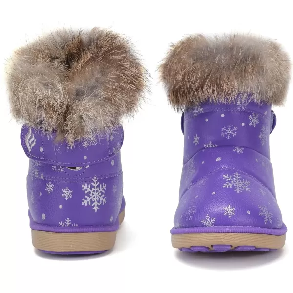 CIOR Toddler Snow Boots for Girls Boys Winter Warm Kids Button Boots Outdoor Shoes88snowflake Purple