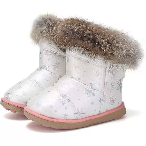 CIOR Toddler Snow Boots for Girls Boys Winter Warm Kids Button Boots Outdoor Shoes88snowflake Whipink