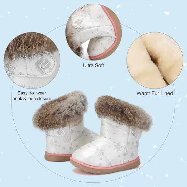 CIOR Toddler Snow Boots for Girls Boys Winter Warm Kids Button Boots Outdoor Shoes88snowflake Whipink