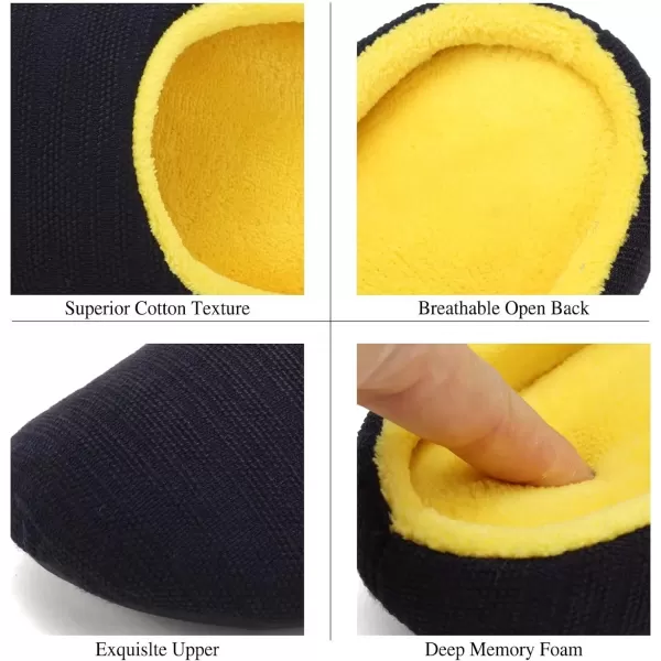 CIOR Unisex Mens Womens Memory Foam Slippers Comfort Cottonblend Closed Toe House Shoes Indoor Scuff1navyYellow